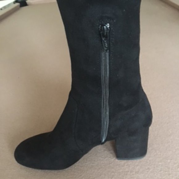 GIANNI BINI Trillia Suede Like Over-the-Knee Block Heel Boots, New, Black 6 - Picture 5 of 14
